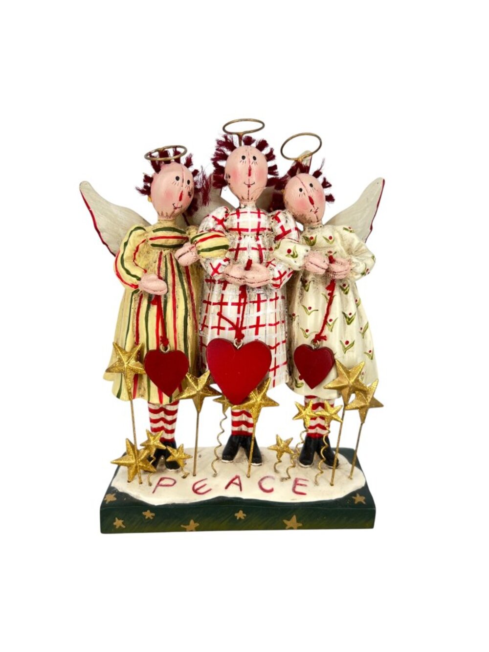 Mary Beth Baxter Raggedy Ann Angel Figurines Trio Christmas Peace Design
